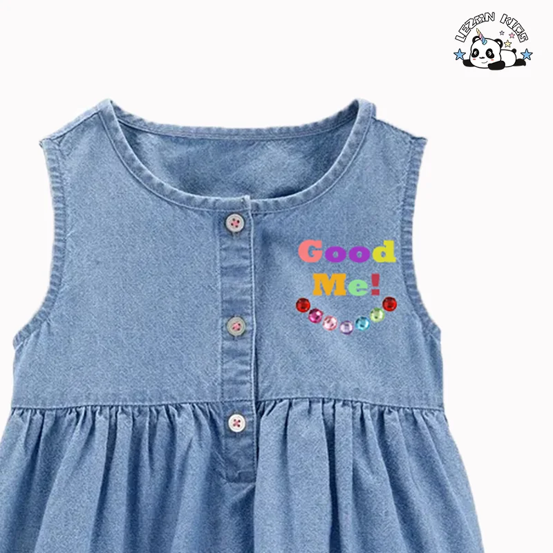 LEZONKIDS - Girls Denim Set Butterfly Legging Shorts Sleeveless OEM Denim Top Toddler Girls Clothing Sets Summer